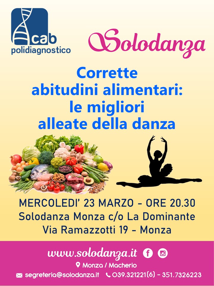 MERCOLEDI’ 23 MARZO SERATA DEDICATA ALLA NUTRIZIONE, IN COLLABORAZIONE CON CAB POLIDIAGNOSTICO